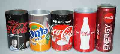 5 different Coca-Cola Zero, Fanta TEST cans 250ml 330ml BeNeLux, France, USA, UK