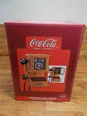 Vintage COCA-COLA NOSTALGIC Wall Hanging Push Phone Retro Telephone -  Real Wood
