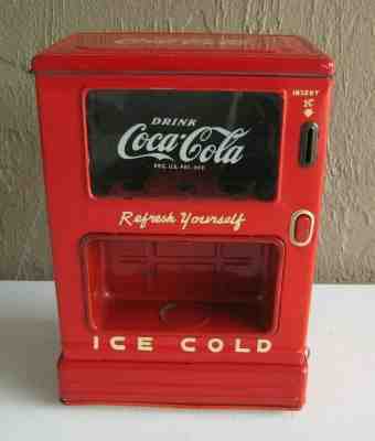 1950s Linemar Marx Coca-Cola Drink Dispenser Battery-op Coin Bank Tin Litho CK43