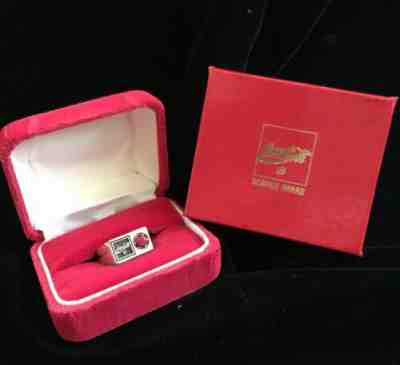 Vintage sterling silver Ruby Coca-Cola 10 Year Service Award Mens Size 9