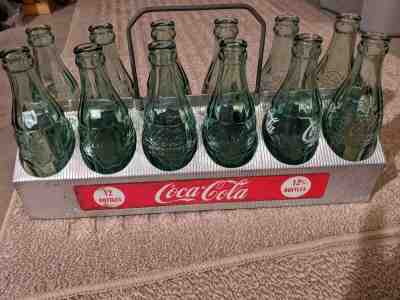 1950s COCA-COLA Aluminum 12 Pack Bottle Carrier with Bottles