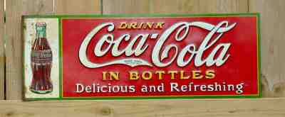 Antique Vintage 1931 Coca Cola Coke Soda Original Tin Metal Advertising Sign 