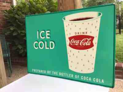 Coca Cola Fountain Cup Tin Sign NOS Unused