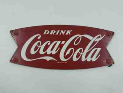 1950s-60s Drink COCA COLA Fishtail Store Display Bottle Rack Sign