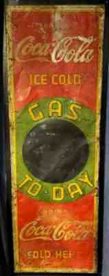 TWO original 1931 Coca Cola Gas TO-DAY Signs both versions very rare 54×18 oil
