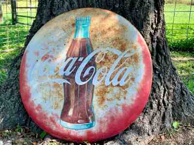 Original 1950s Coca-Cola 24” Button Sign True Vintage Barn Find - Free Shipping!