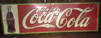 Vintage  embossed tin Coca Cola sign dated 1933