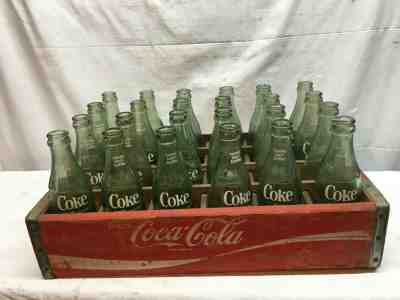 Vintage Coca Cola 24 Bottles Crate Complete 6 1/2 Oz Wood Case Soda Fountain 