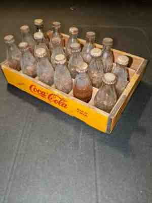 Vintage 50's Tome Coca Cola Coke Miniature Mini Bottles Wooden Crate 17 Bottles