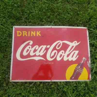Vintage Advertising 1948 COCA COLA Pop Soda Metal Tin Sign 27" x 19" 