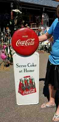 Vintage Early Coca Cola Soda Pop Metal Pilaster Button 6 Pack Sign Coke 55 X 16
