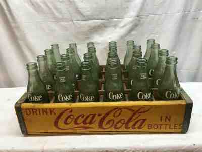 Vintage Coca Cola 24 Bottles Crate Complete 6 1/2 Oz Wood Case Soda Fountain 