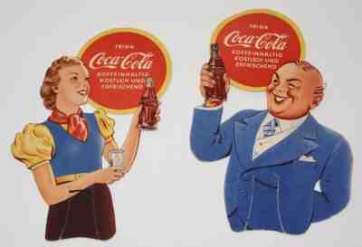 RARE Vintage 1930s Coca-Cola GERMANY Coke Bottle Topper SET Gentleman & Lady 