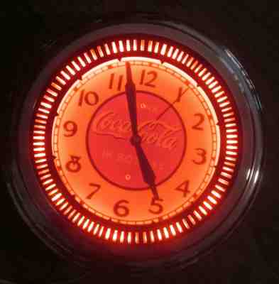 ORIGINAL VINTAGE COCA COLA Neon Clock SPINNER ~ Soda ~ Clock Advertising. Sign.