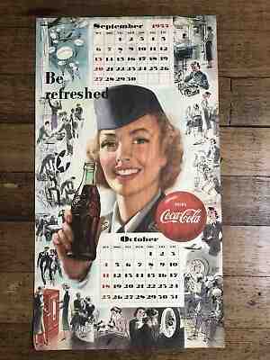 September - October 1953 Coca Cola Calendar w/ Military Woman Drinking Coke