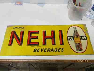 Early Drink NEHI Metal Advertising Sign Ice Cold Bottle