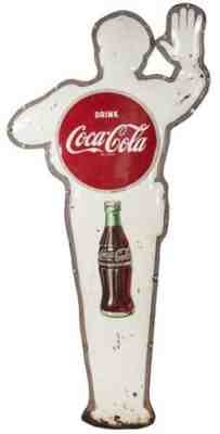 Coca-Cola Aluminum Traffic Sign 5’ Tall Attributed to Ebbets Field Location 1950