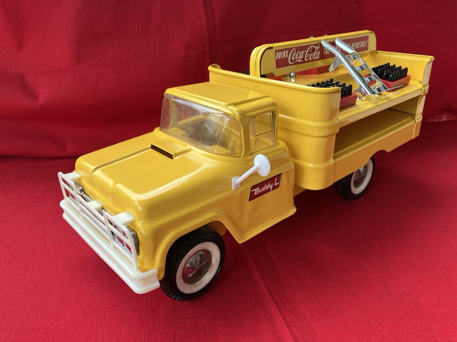 1961 Buddy L Yellow Pressed Steel Coca Cola Ford Delivery Truck #16