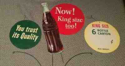 Vintage Coca Cola Double Sided Cardboard Metal Bottle Topper Store Display Sign!