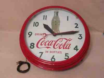 ORIGINAL 1948 COCA COLA "ROCKING BOTTLE" NEON CLOCK - SWIHART PROD.- VERY RARE !