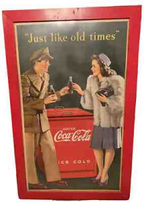 Very Scarce 1944 Coca-Cola Large Vertical Cardboard Poster 29â? x 50â?