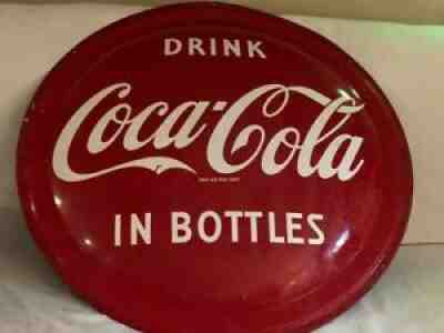 VINTAGE 1953 COCA COLA ORIGINAL 36" ROUND METAL SIGN BEING SOLD BY SECOND OWNER