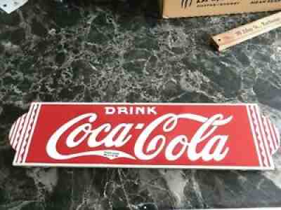1930's Coca Cola Porcelain Door Push Rare R. J. Dewees Dallas 15 & 1/2 " Long