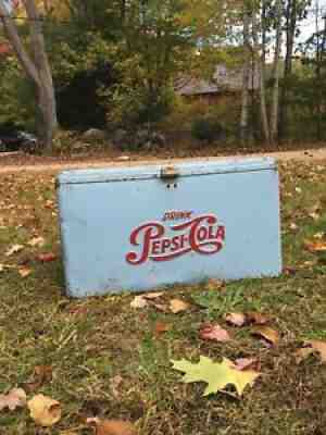 Vintage Blue Pepsi 12 Pack Soda Pop Metal Cooler 1960â??s Picnic