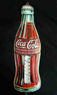 COCA-COLA RARE 1935 DEC.25th. 1923 "CHRISTMAS BOTTLE" TIN THERMOMETER