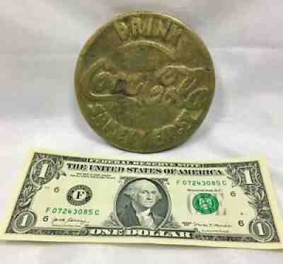 1903 Original Vintage Drink COCA COLA SIDEWALK MARKER Safety First Brass