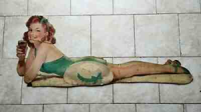 Very Rare Original 1940's Coca Cola Swimsuit Pin Up Girl Cardboard Soda Sign