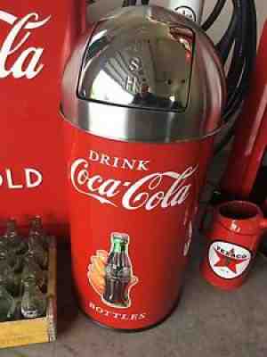Round Top Coca Cola ICE COLD Trash Can SS TOP 12 Gal. 29" Tall