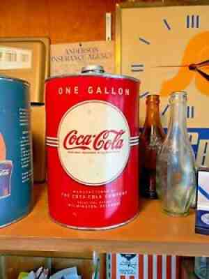 Vintage COCA COLA SYRUP TIN CONETOP CAN w Paper Label Sign Soda Fountain NICE!!!