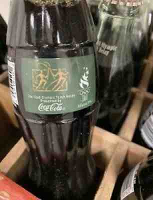 *22* 1996 Olympic Glass Coke Bottles (Special Edition) with antique Coke Crate