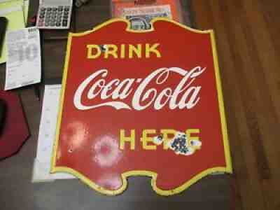 1940 PORCELAIN COCA COLA FLANGE ADVERTISING SIGN