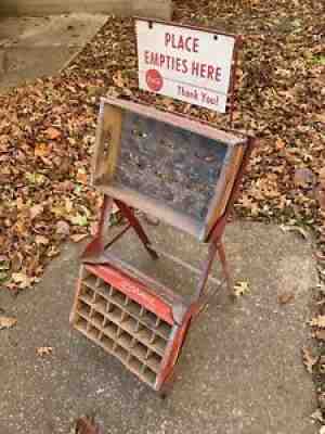 VINTAGE COCA COLA (PLACE EMPTIES HERE, THANK YOU) METAL DISPLAY STAND/RACK