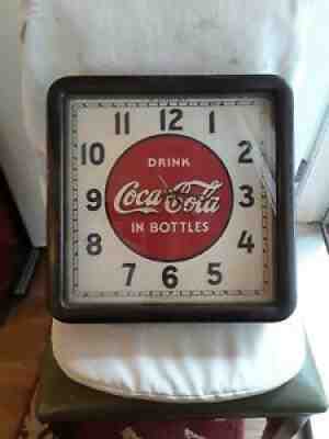 VERY RARE ANTIQUE 1939 COCA-COLA WOODEN WALL CLOCK