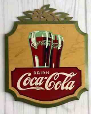 1930â??s Kay Displays Vintage Coca Cola Wood & Metal Scroll Advertising Sign