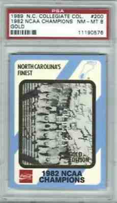 1989 NORTH CAROLINA FINEST COLLEGIATE COLL GOLD MICHAEL JORDAN #200 TEAM PSA 8