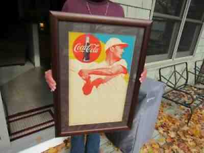 VINTAGE ORIGINAL 1940s TED WILLIAMS COCA COLA DEALER ADVERTISING SIGN EXCELLENT