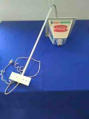 VINTAGE MOTORIZED 4 SIDED COKE SIGN WITH MOUNTING BRACKET IN VERY GOOD CONDITION