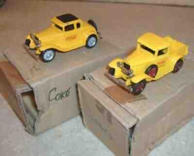 Lot two Coca Cola Vintage Toy Coke Trucks Old TWO Coke Toys Model A Truck & Ford