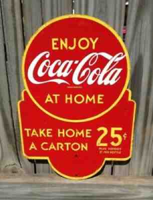 1940's 1950's 25Â¢ Coca Cola Coke Soda Tin Advertising Sign 2-Sided