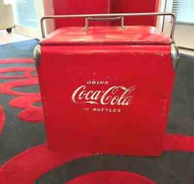 Coca Cola 1950s Picnic Cooler With Sandwich Tray Acton Arkansas City Kansas