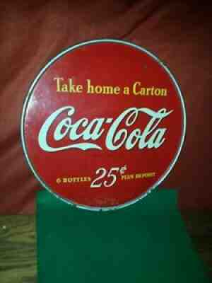 1940's - 1950's Coca-Cola Round Metal Sign