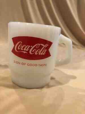 Old Fire King Coca-Cola Sign of Good Taste Advertising Soda Mug
