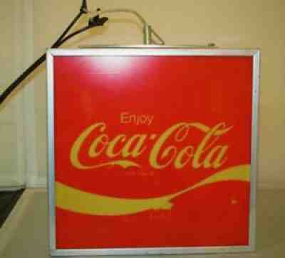 Vintage Rotating Coca-Cola Square Cube Hanging Light