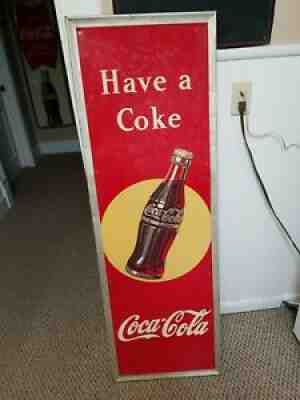 Vintage Early Coca Cola Soda Pop Metal embossed Coke Sign 54X18 Have A Coke