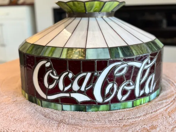 Coca-Cola Stained Glass Vintage Tiffany-Style Classic Hanging Light 20" Pristine