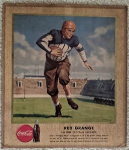 1947 "Red Grange" Coca Cola Advertising Poster - Heavy Cardboard -15x13